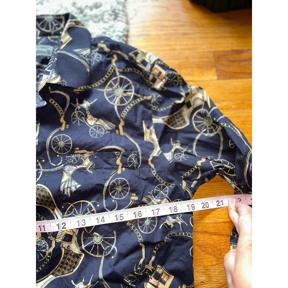 Paisley‎ Gray Mens Shirt Slim L Horse Carriage Old Money Navy Blue Gold